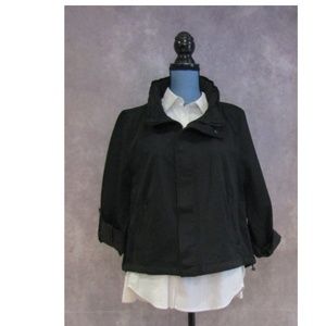 NEW JOe Fresh Black Jacket Roll Tab Sleeves Hood